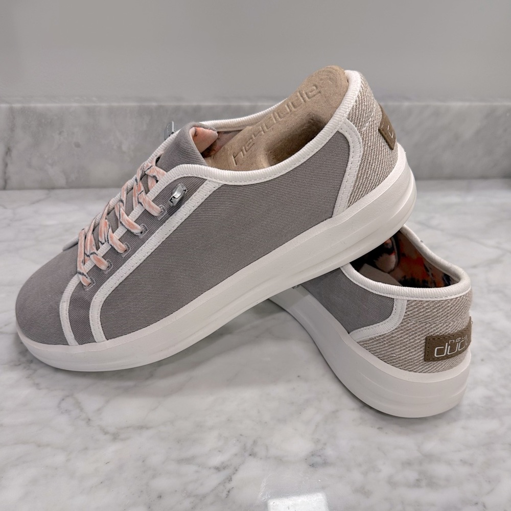 New Hey Dude Karina Joy women size 8 Stone Grey sneaker casual shoe No tie